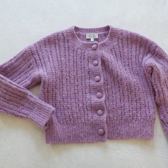 & Other Stories | Chunky knit cardigan lilac purple metallic small alpaca blend - Picture 4 of 8